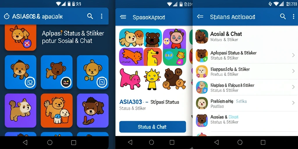 Antarmuka ASIA303 dengan berbagai stiker menarik.