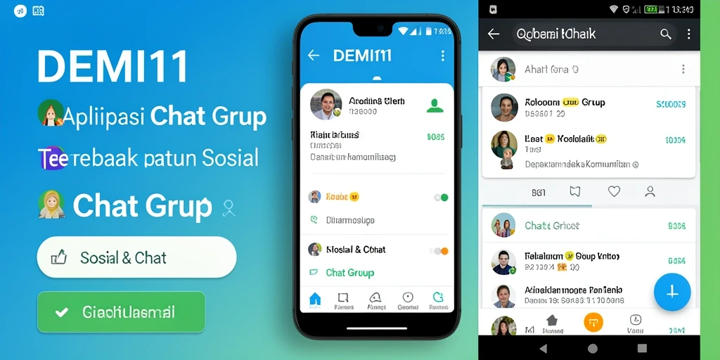 Screenshot aplikasi DEMI11 menampilkan antarmuka intuitif untuk Chat Grup.