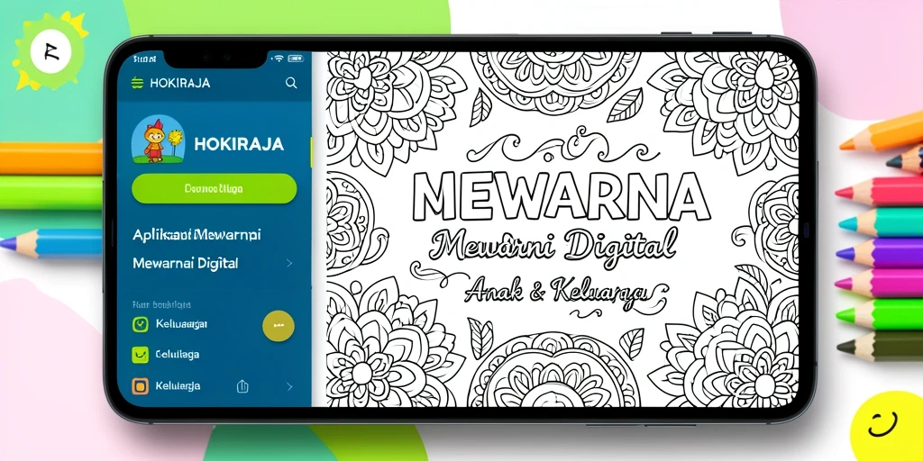 Antarmuka HOKIRAJA menampilkan berbagai pilihan gambar mewarnai yang menarik.