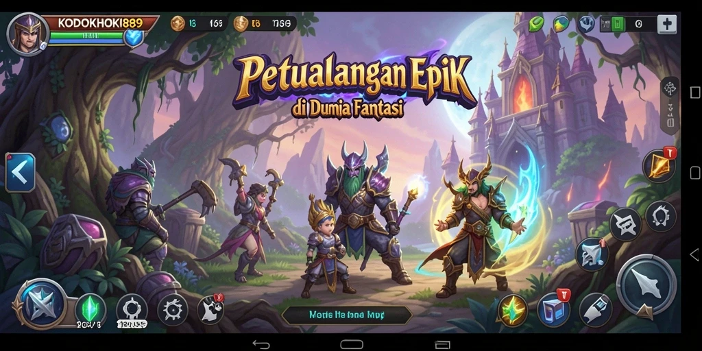 Tampilan antarmuka permainan RPG yang menarik dan dinamis.