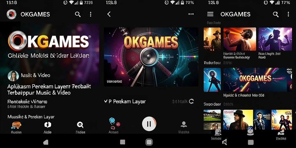 Tampilan antarmuka aplikasi OKGAMES saat merekam layar.
