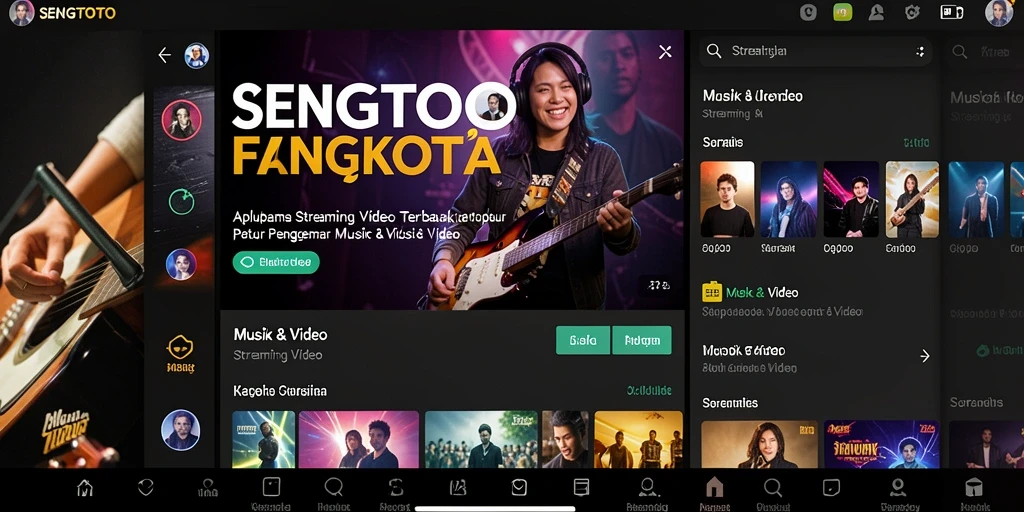 Antarmuka SENGTOTO menampilkan berbagai pilihan video musik yang menarik.