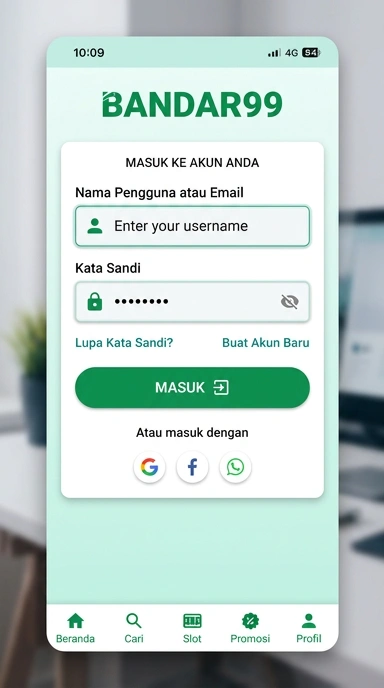 Tampilan halaman login bandar99